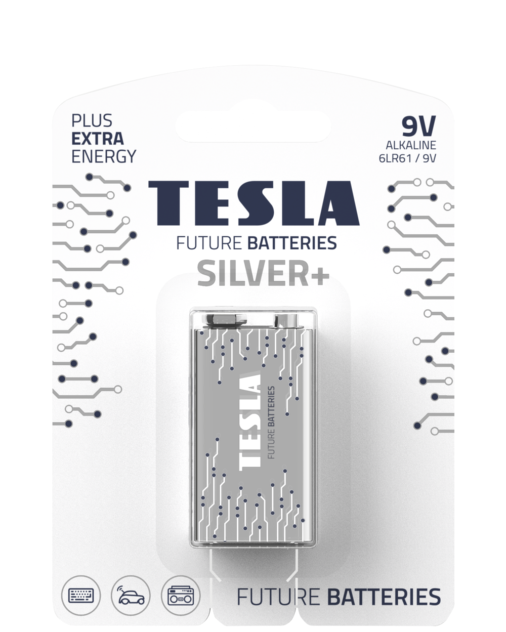 Pile acaline 9V Silver+ - TESLA