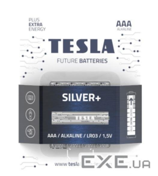 4 piles alcalines AAA Silver+ - TESLA