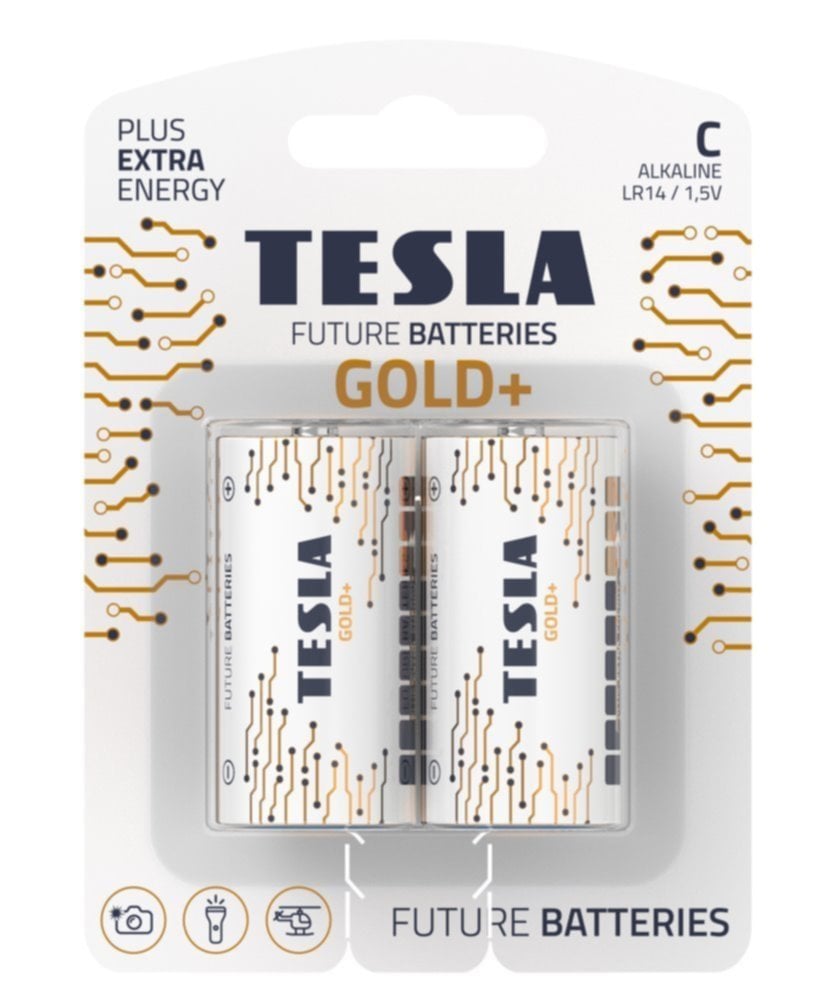 2 piles alcalines C Gold+ - TESLA