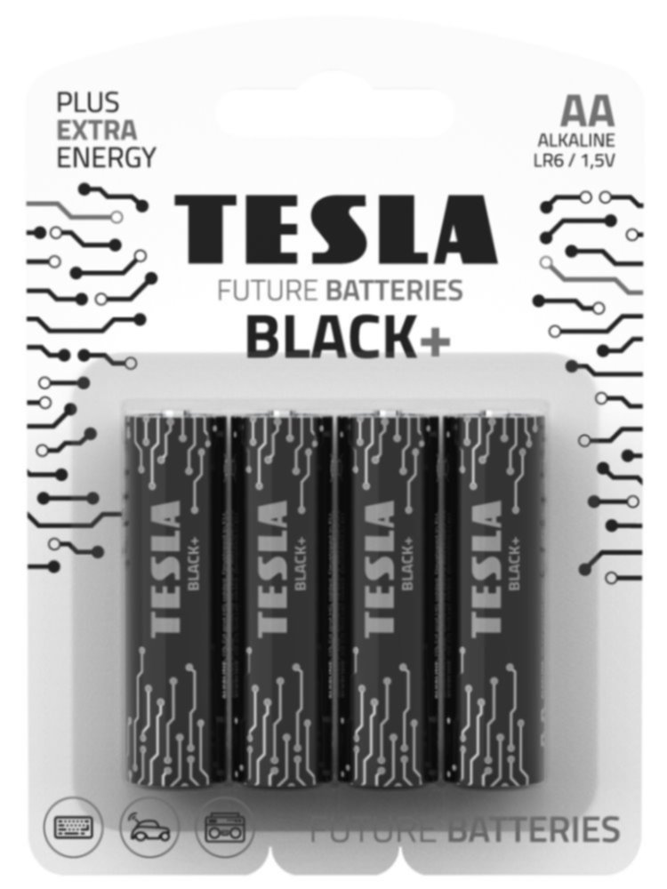 4 piles alcalines AA Black+ - TESLA