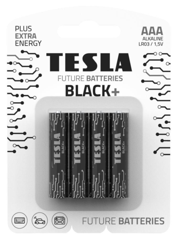 4 piles alcalines AAA Black+ - TESLA