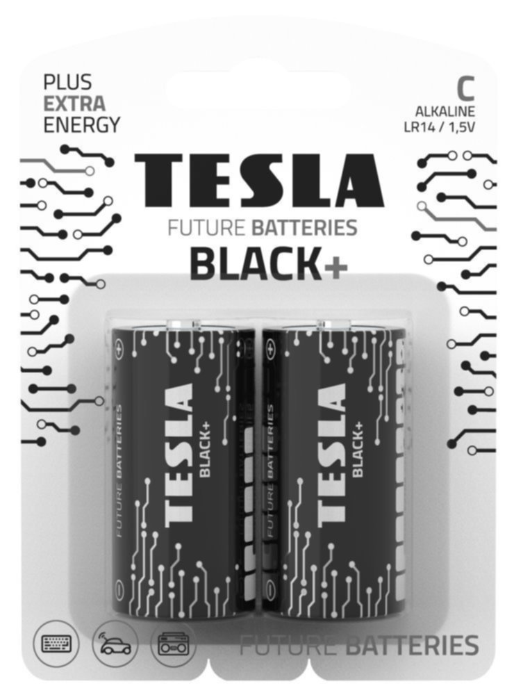 2 piles alcalines C Black+ - TESLA