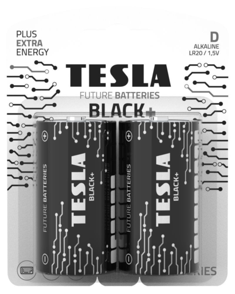 2 piles alcalines D Black+ - TESLA