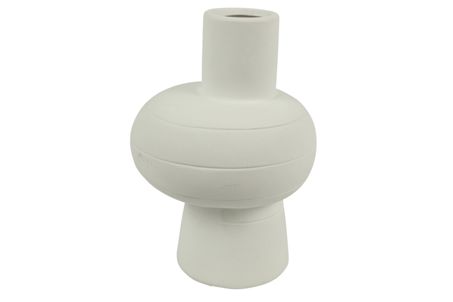 Vase poterie rond Ennis L Ø16,5xH.23,5cm blanc - DECOSTARS