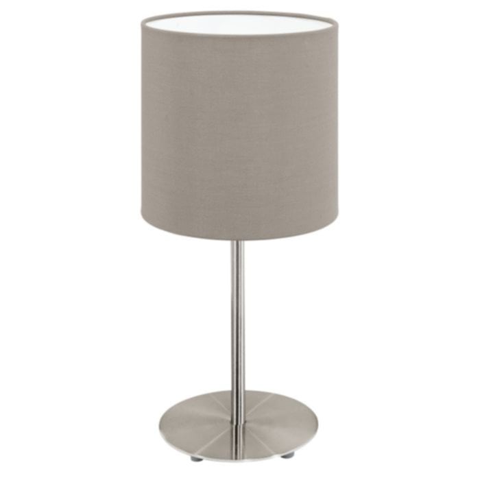 Lampe de table Pasteri Ø18 x H 40 cm acier/tissu taupe E27x1 60W A++ - EGLO