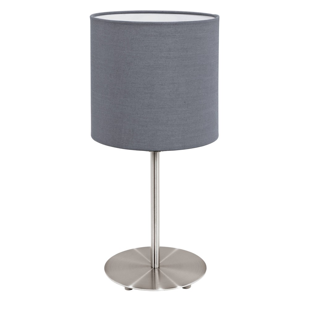 Lampe de table Pasteri acier nickel mat tissu gris E27 1 x 60W - EGLO