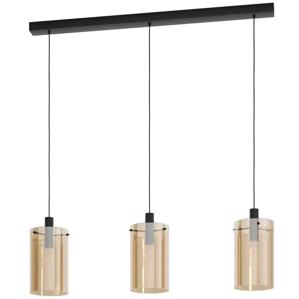 Suspension Polverara en verre vaporisé ambre 1500 x 180 x 1150 mm E27 3 x 40W - EGLO