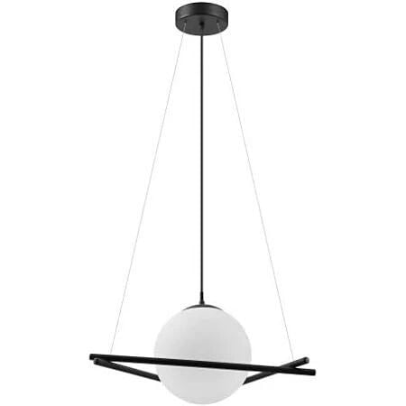 Suspension Salvezinas en acier noir et verre blanc 1100 x 520 x 520 mm E27 1 x 25W- EGLO