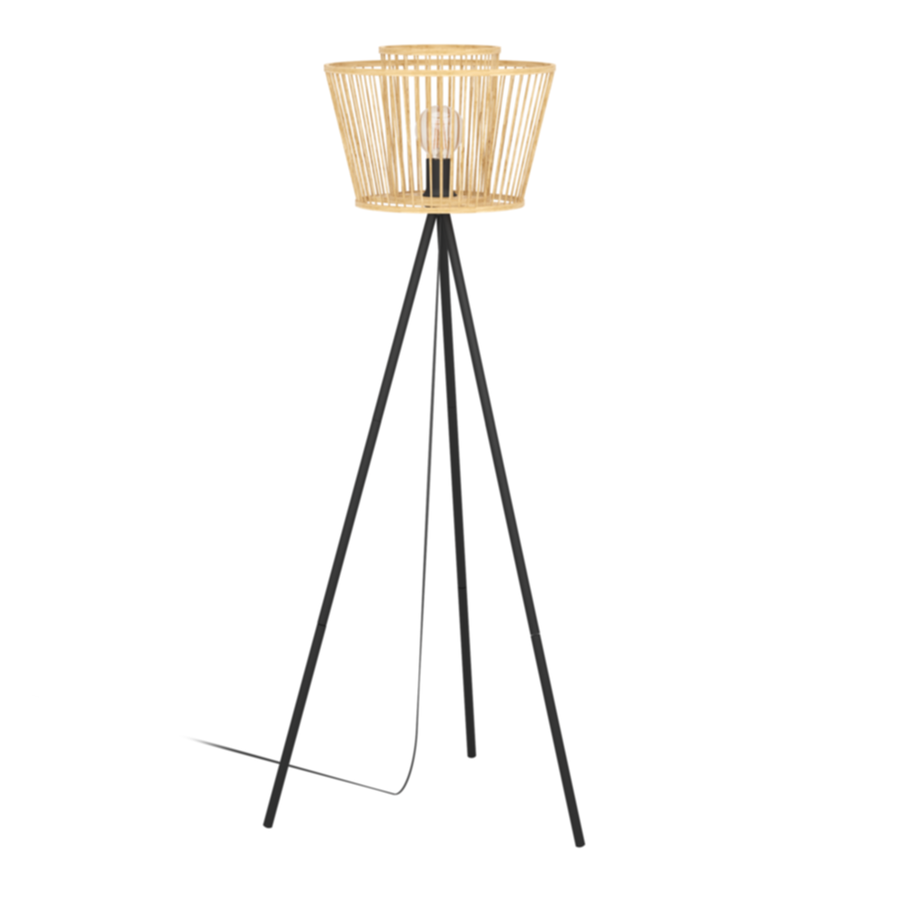 Lampadaire Hykeham H129 cm acier/bois E27x1 - EGLO