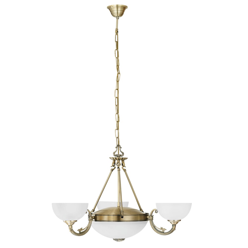 Suspension Savoy fonte metallique bronze et verre blanc ø 740 mm (1) E14 3 x 40W (2) E27 2 x 60W - EGLO