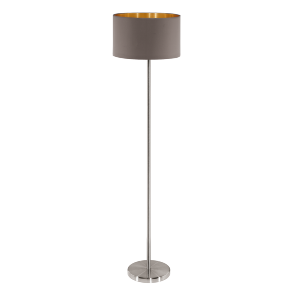 Lampadaire Maserlo acier satin nickel mat H151 cm E27x1 60W A++ - EGLO