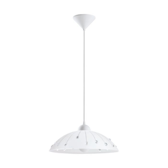 Suspension Vetro Ø35 x H110 cm plastique blanc/cristal IP20 E27 - EGLO