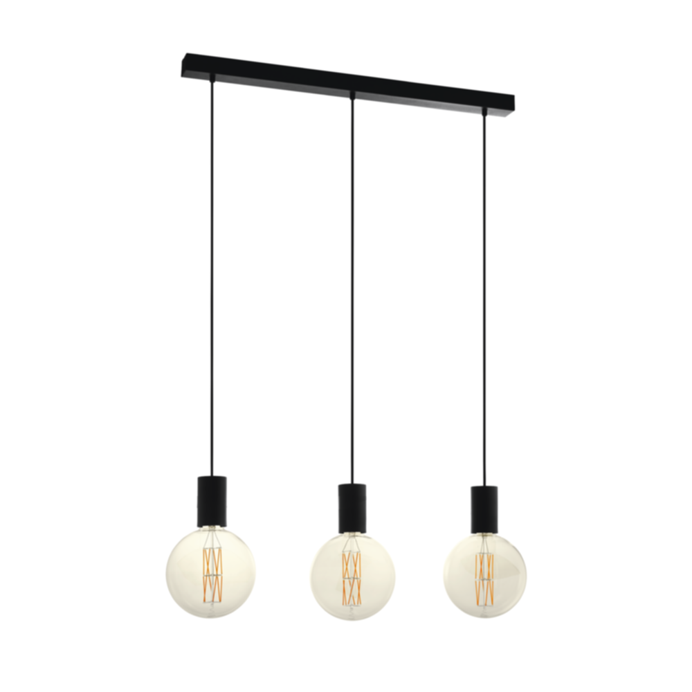 Suspension Pozueta 3 ampoules H110 cm acier noir - EGLO