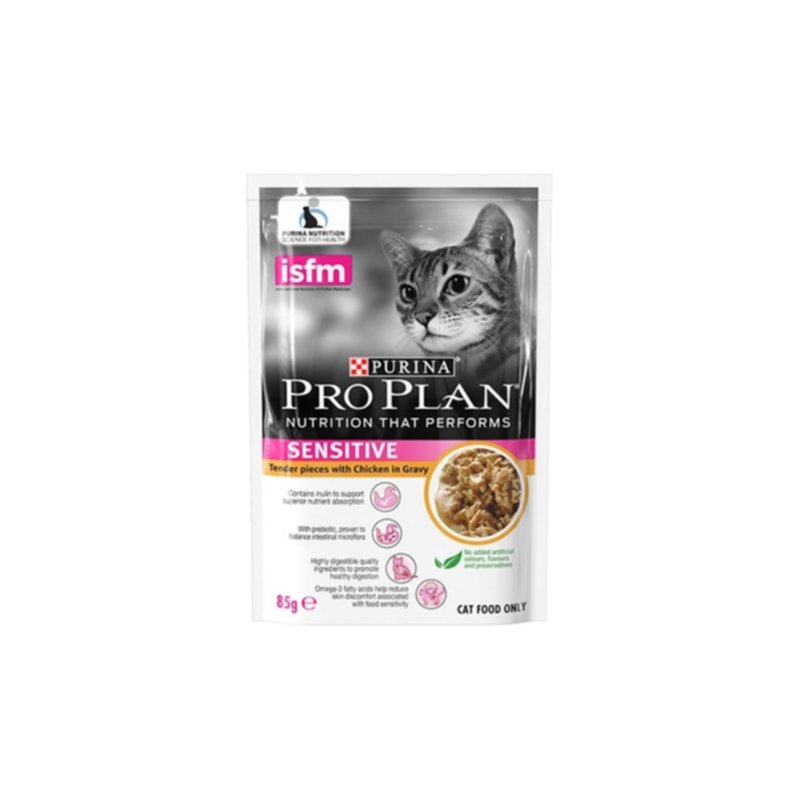 Nourriture humide pour chat au poulet Sensitive 85 g - PROPLAN