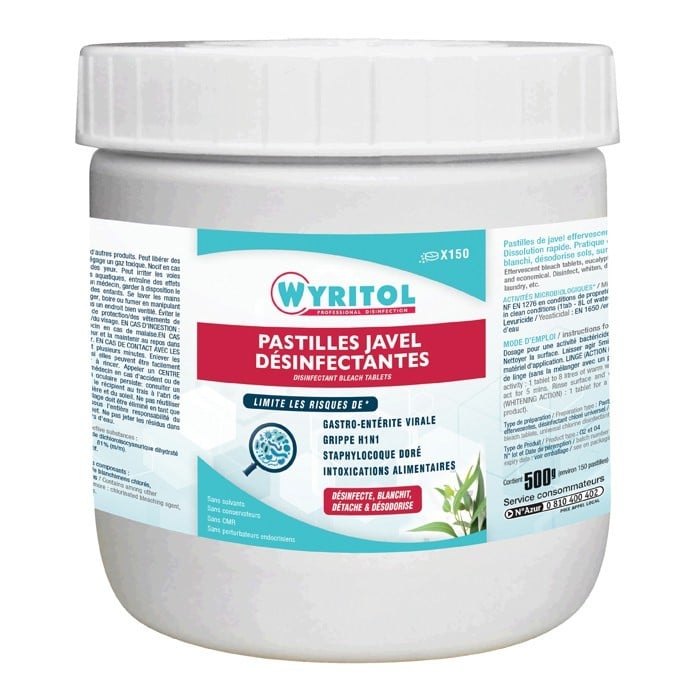 150 Pastilles Javel Effervescentes Eucalyptus - WYRITOL