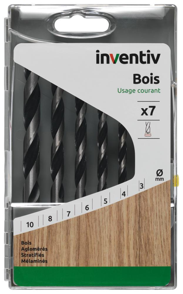 Coffret 7 forets bois Ø3-4-5-6-7-8-10 mm - INVENTIV