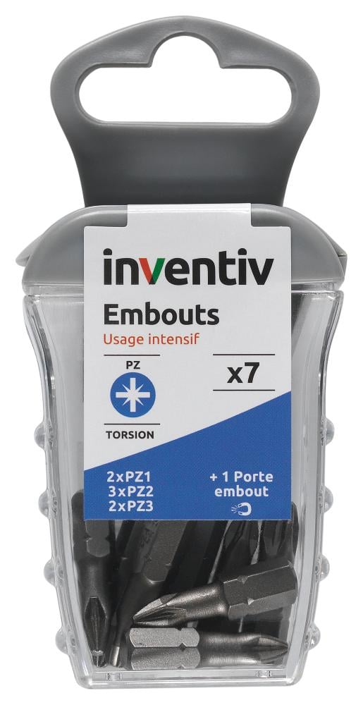 Coffret 7 embouts de vissage torsion PZ - INVENTIV