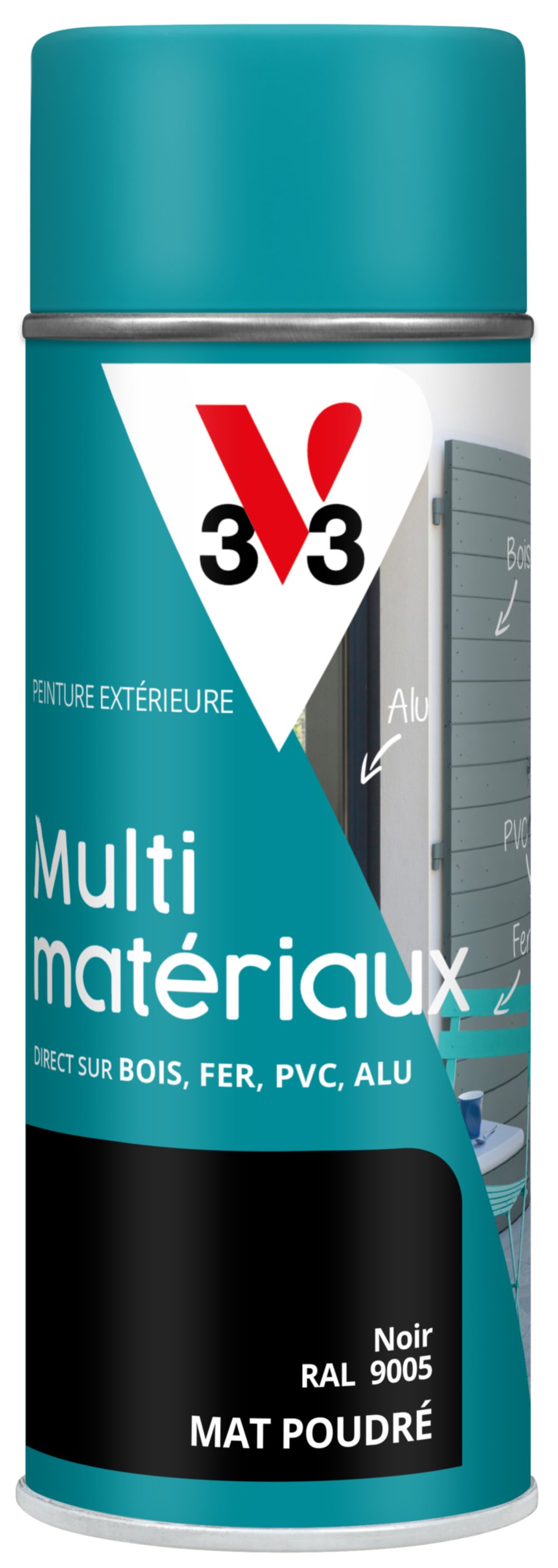 Bombe de peinture multimatériaux noir poudré 400ml