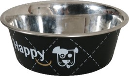 Ecuelle inox pour chien Happy noir 17cm 0.8l - ZOLUX