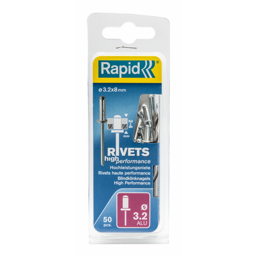 50 rivets hautes performances alu Ø3,2 x 8 mm + foret - RAPID