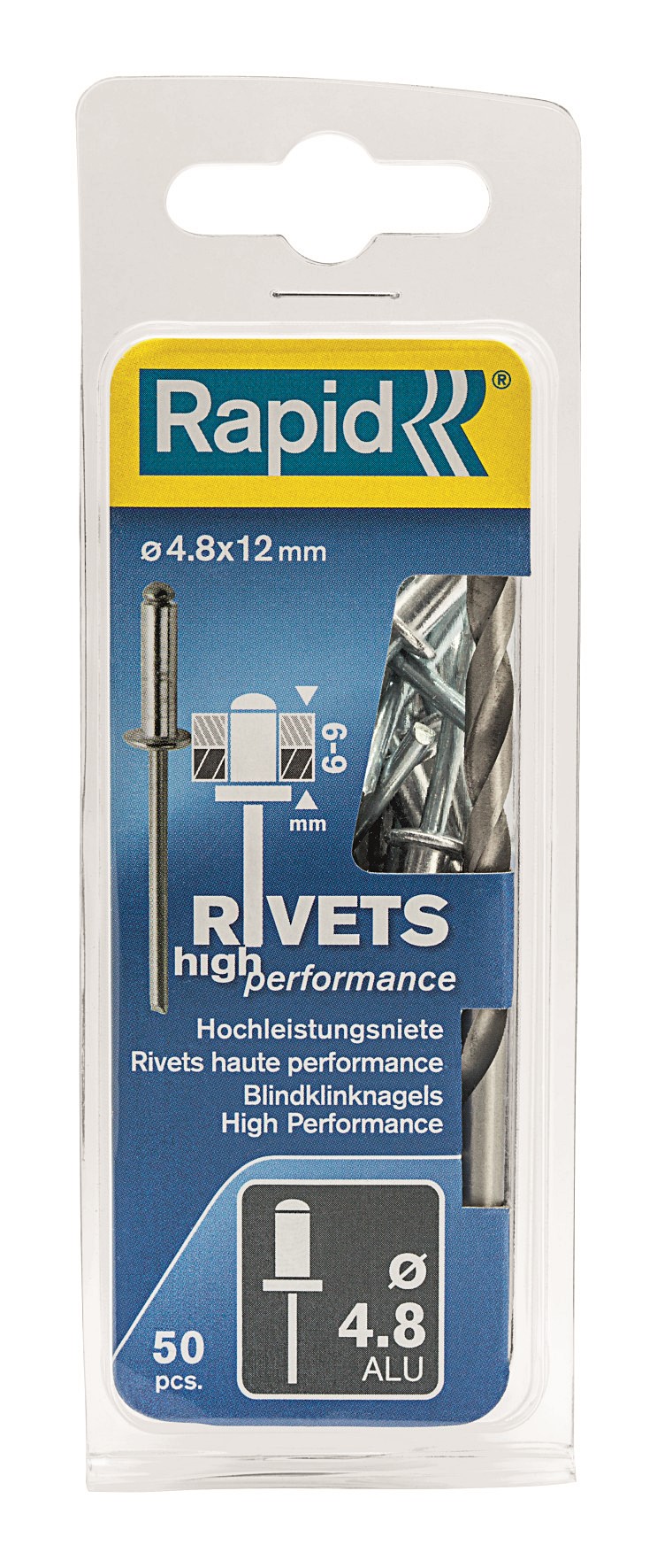 50 rivets hautes performances alu Ø4,8 x 12 mm + foret - RAPID