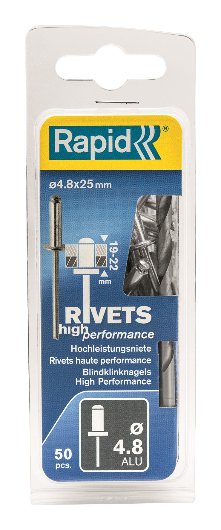 50 rivets hautes performances alu Ø4,8 x 25 mm + foret - RAPID
