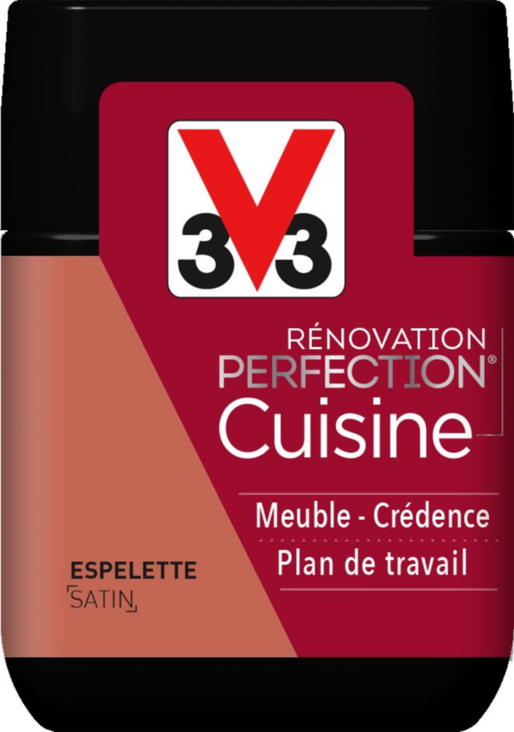 Testeur de peinture rénovation cuisine Perfection Espelette satin 75ml - V33