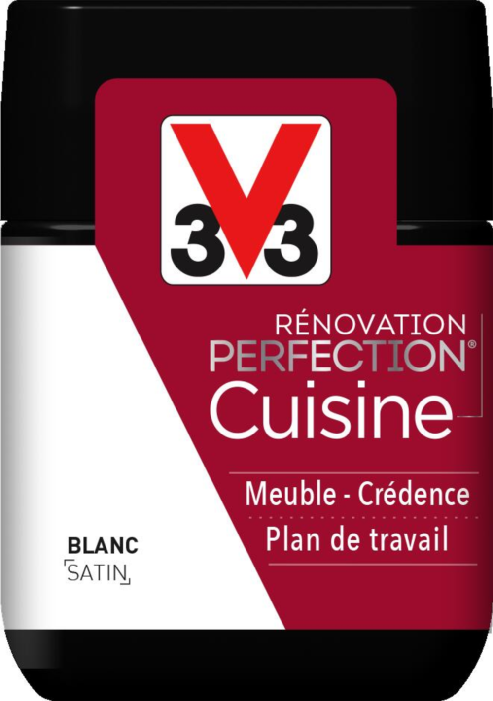 Peinture rénovation cuisine Perfection blanc satin testeur 75ml - V33