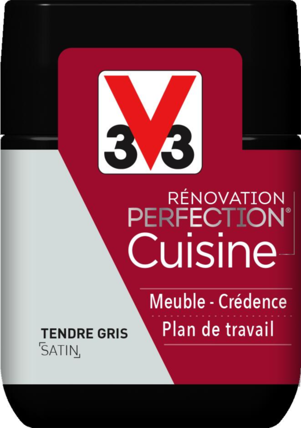 Testeur de peinture rénovation cuisine Perfection tendre gris satin 75ml - V33