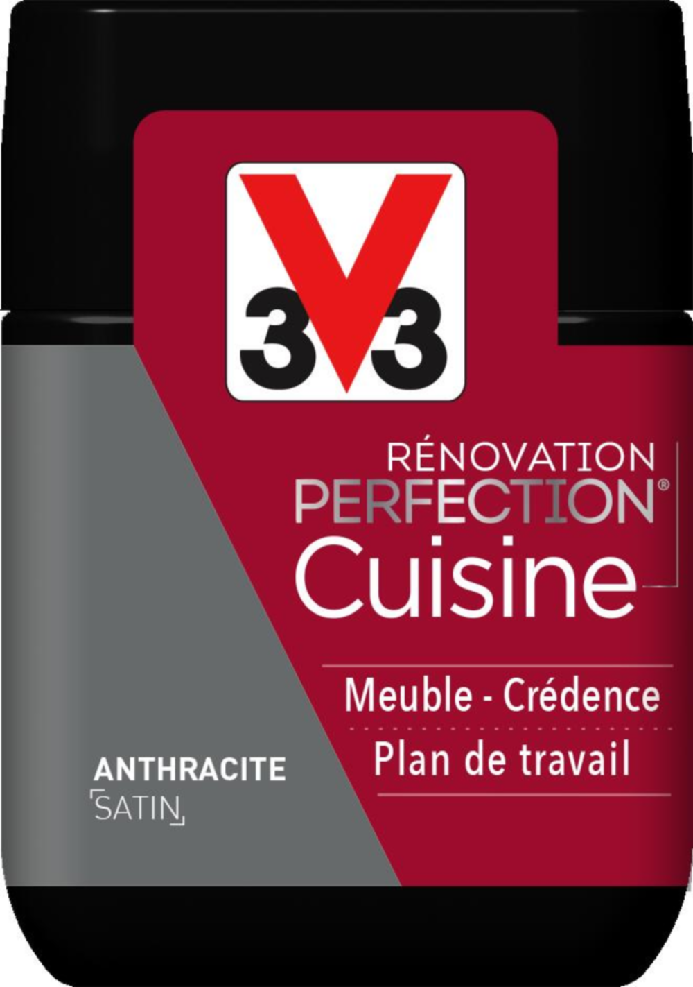 Testeur de peinture rénovation cuisine Perfection gris anthracite satin 75ml - V33