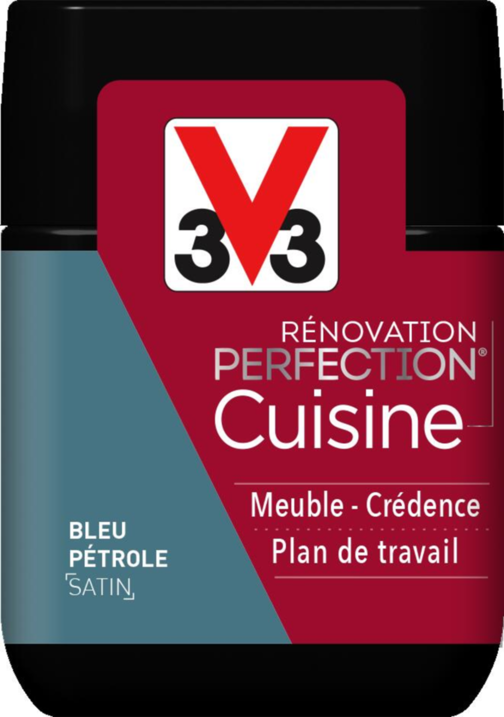 Testeur de peinture rénovation cuisine Perfection bleu pétrole satin 75ml - V33
