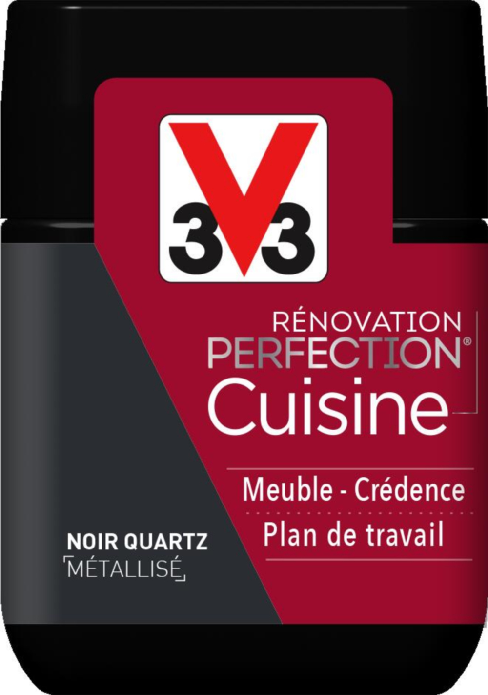 Peinture rénovation cuisine Perfection noir quartz satin testeur 75ml - V33