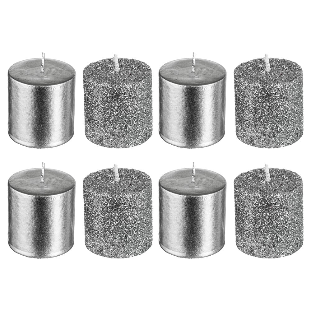 Bougie x8 votive paillette argent