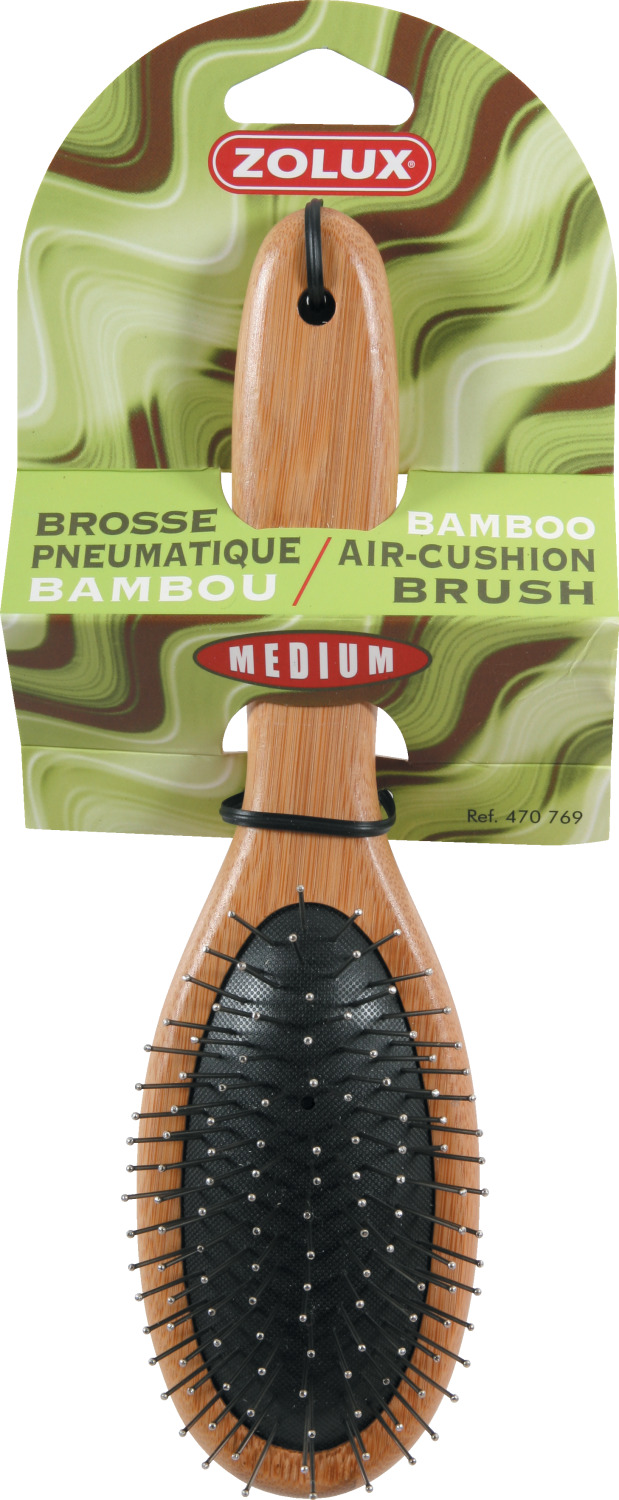 Brosse pneumatique pour chien bambou medium 5.5 x 3.5 x 22 cm