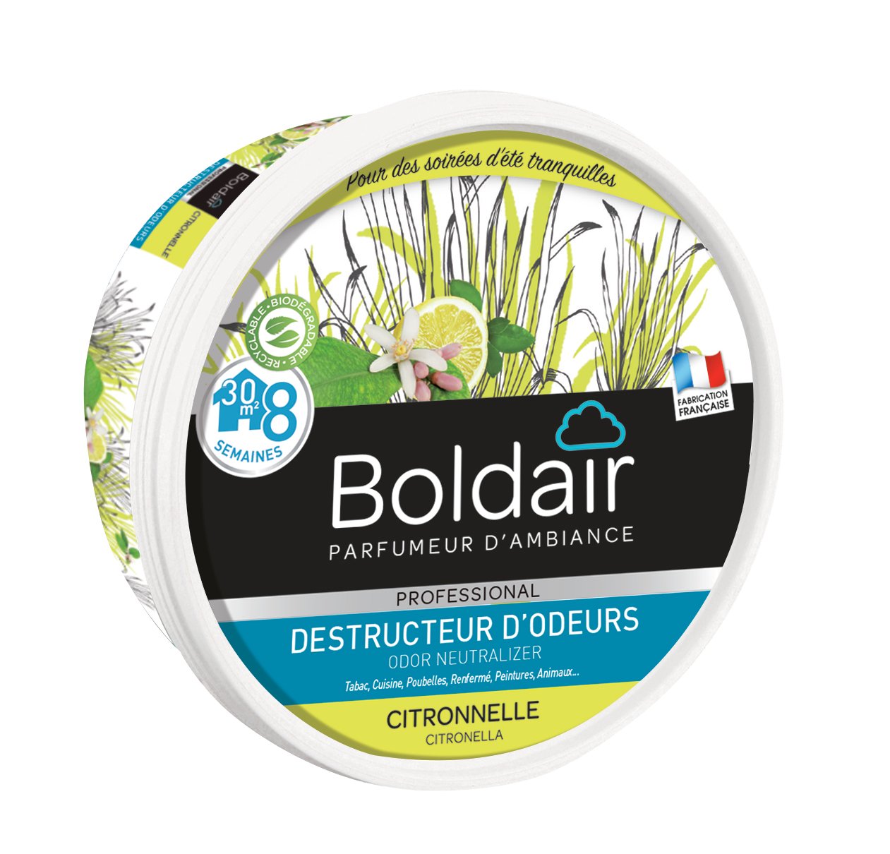 Boldair gel destructeur d'odeurs citronnelle 300 g