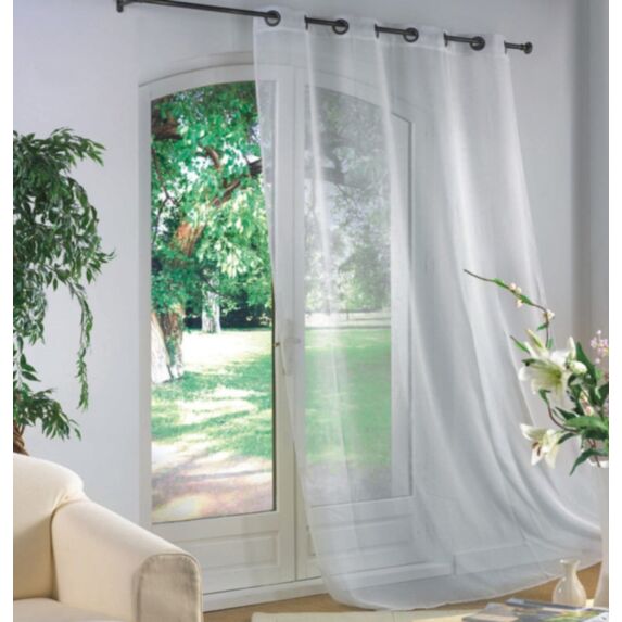 Rideau voilage effet lin 140 x 240 cm blanc