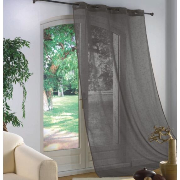 Rideau voilage effet lin 140 x 240 cm gris clair 