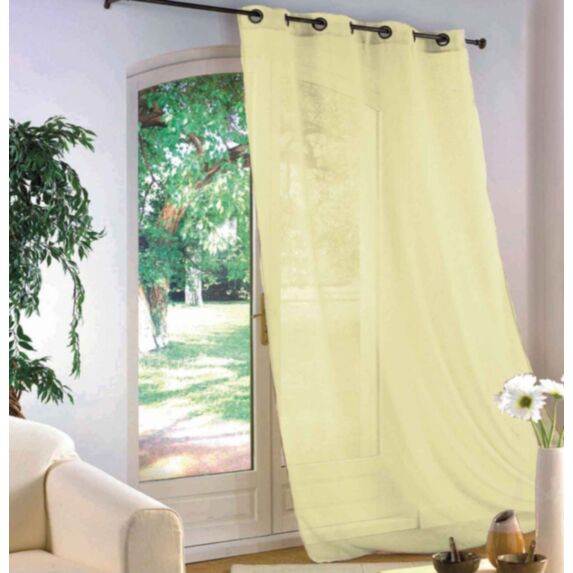 Rideau voilage effet lin 140 x 240 cm crème 