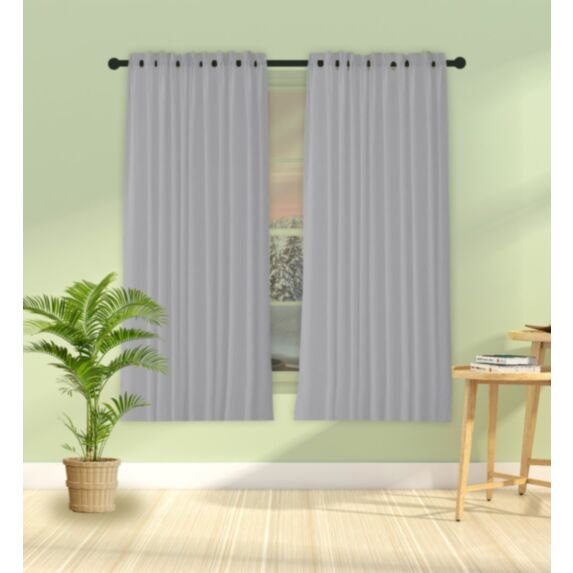 Rideau Oxford polyester 140 x 180 cm gris clair - MAISON BONHEUR