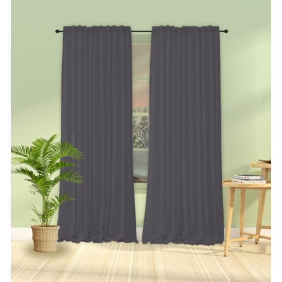 Rideau Oxford polyester 140 x 240 cm gris foncé - MAISON BONHEUR