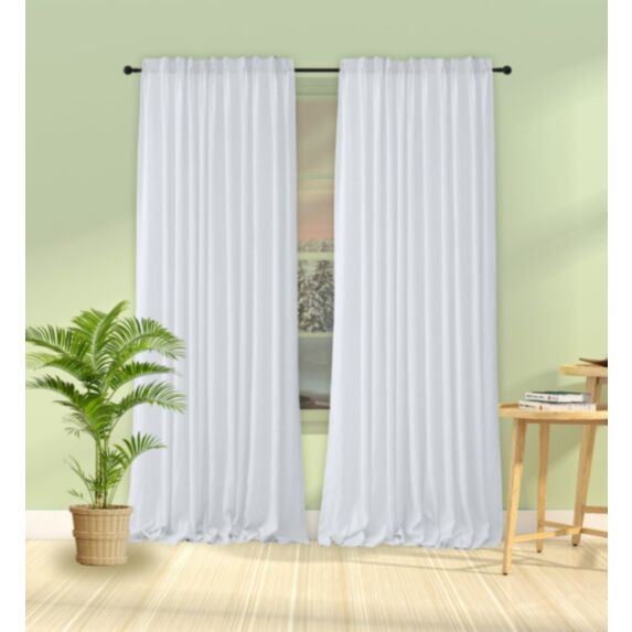Rideau Oxford polyester 140 x 240 cm blanc cassé - MAISON BONHEUR