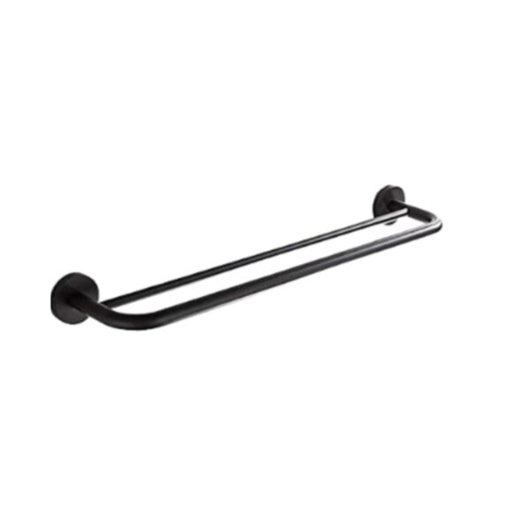 Barre de serviette double acier 60cm noir mat