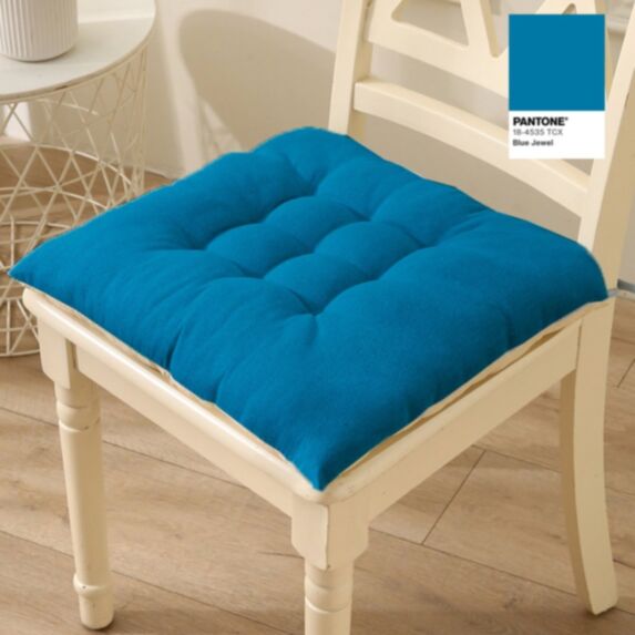 Assise de chaise matelassée 40x40cm bleu canard - MAISON BONHEUR