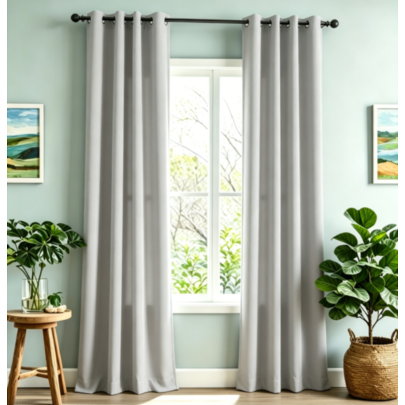 Rideau occultant 135x240 cm gris clair uni