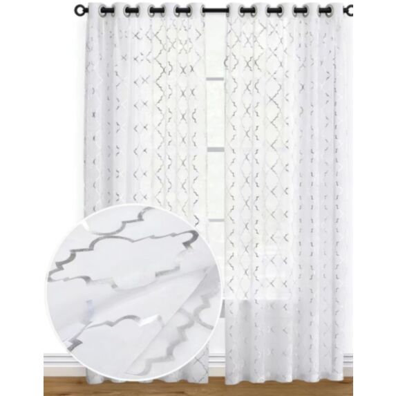 Voilage motif 140x240cm blanc