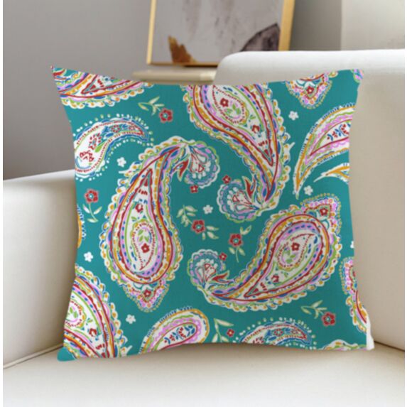 Coussin imprimé Harmonie 40x40cm bleu - MAISON BONHEUR