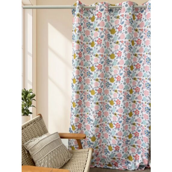 Rideau Oxford imprimé Danse Florale 140 x 240 cm - MAISON BONHEUR