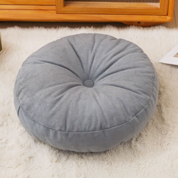 Pouf rond velours 45x45cm gris