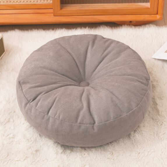 Pouf rond velours 45x45cm taupe