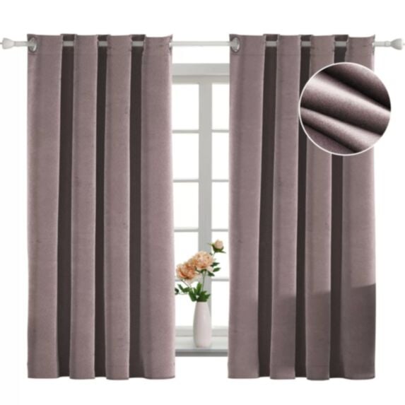 Rideau occultant velours 140x240cm rose poudré